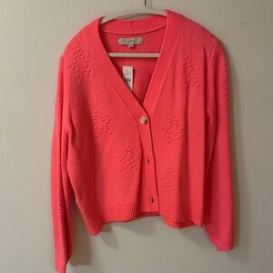 LOFT Coral Textured Cardigan